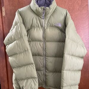 The North Face Retro Nuptse Jacket, 700 Fill, Pea Green Womens XL